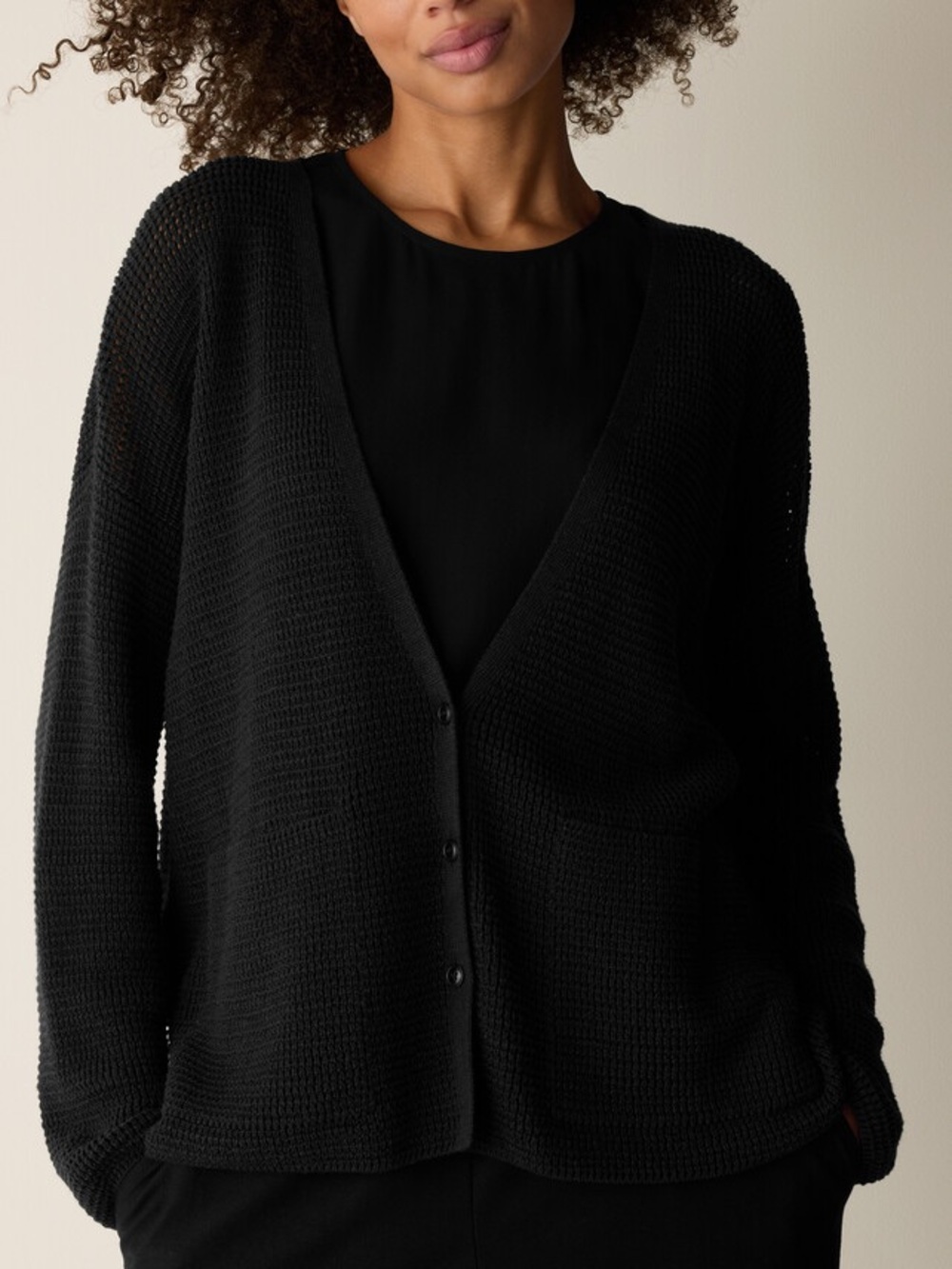 NWT Eileen Fisher Peruvian Cotton Blend V-Neck Cardigan